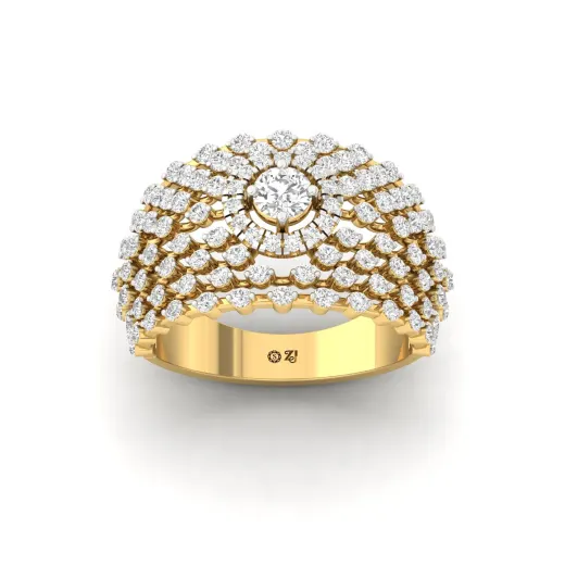 Round Cut Cluster Diamond Statement Ring