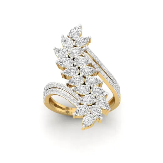 Pear & Round Cut Cluster Diamond Statement Cocktail Ring