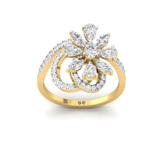 Pear & Marquise Cut Diamond Floral Cocktail Ring