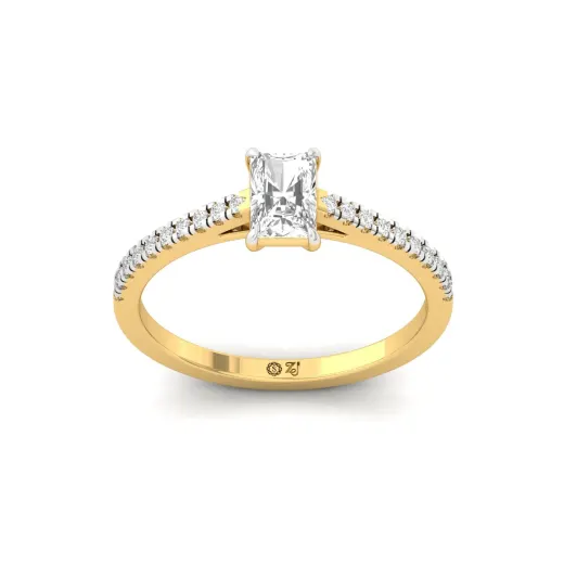 Radiant Cut Diamond Solitaire Engagement Ring with Pave Band