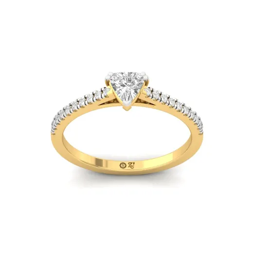 Trillion Cut Diamond Solitaire Engagement Ring with Pave Band