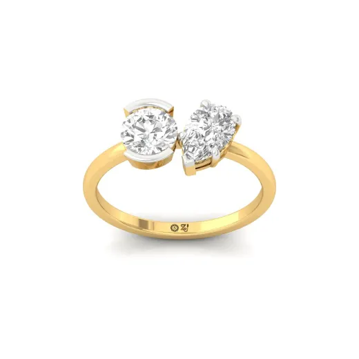 Round & Pear Two Stone Diamond Engagement Ring