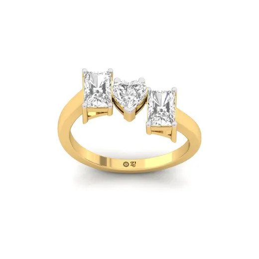 Radiant & Heart Three Stone Diamond Engagement Ring
