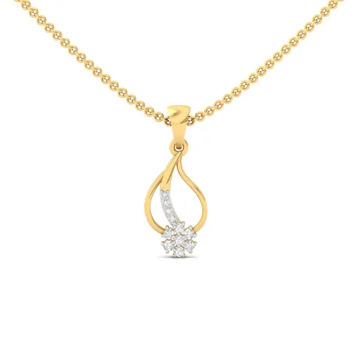 Round Diamond Teardrop Floral Pendant