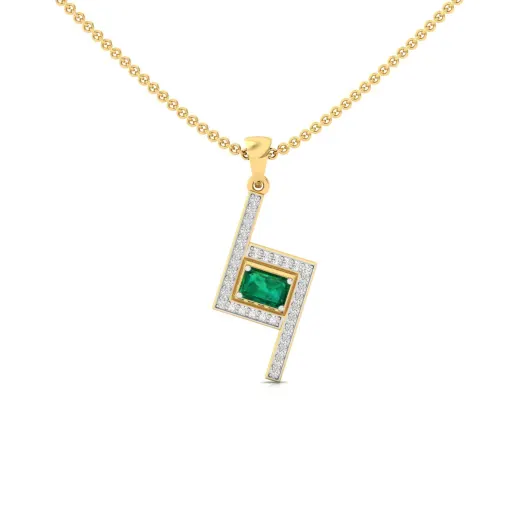 Emerald Cut Green Diamond Pendant