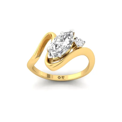 Marquise and round Cut Diamond Solitaire Ring