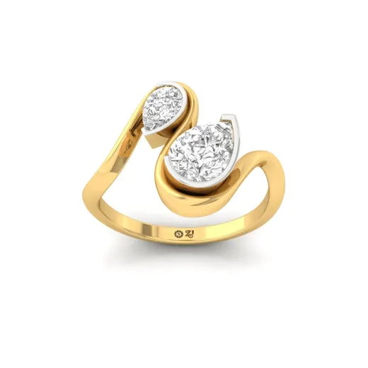 Pear Cut Diamond Two-Stone Bypass Ring