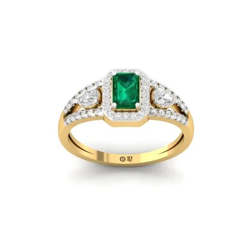 Emerald & Diamond Halo Ring