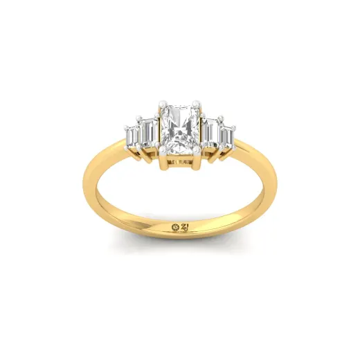Radiant Cut Diamond Ring with Baguette Side Stones