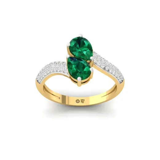 Pear Shape Emerald Diamond Ring