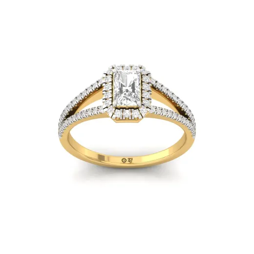 Radiant Cut Diamond Halo Engagement Ring