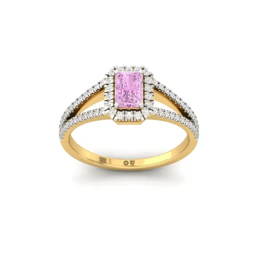 Pink Radiant Cut Diamond Halo Engagement Ring