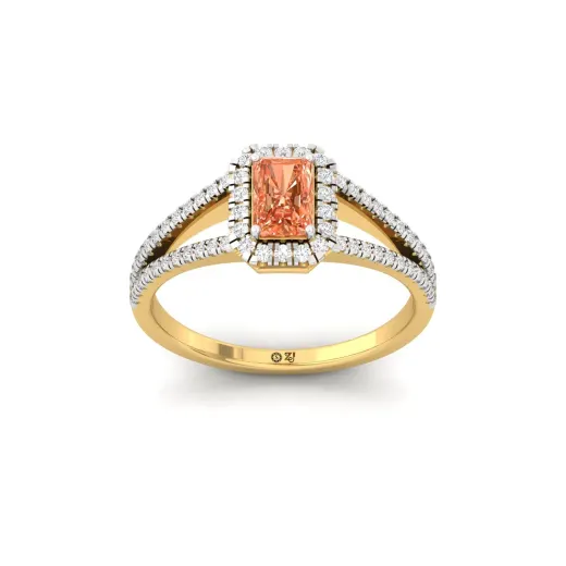 Orange Radiant Cut Diamond Halo Engagement Ring