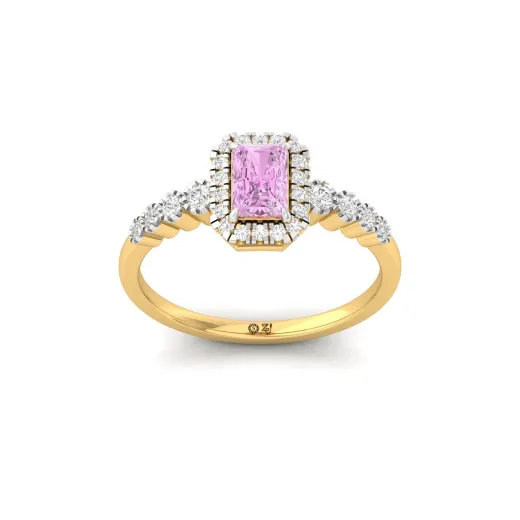 Pink Radiant Cut Diamond Halo Engagement Ring