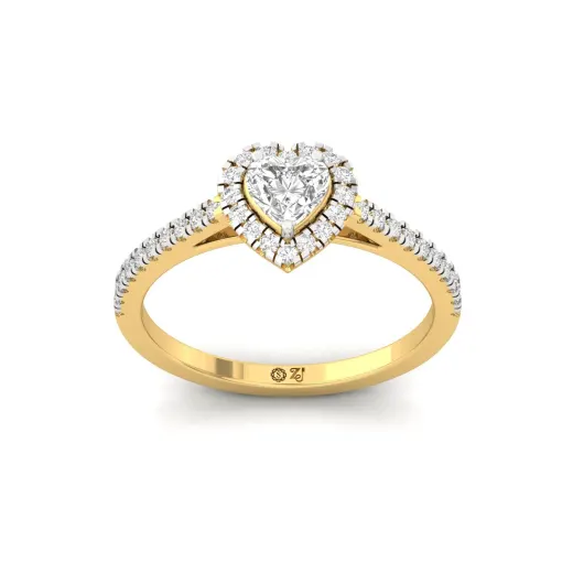 Heart Shape Halo Diamond Engagement Ring with Pave Band