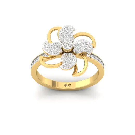 Round Brilliant Cut Diamond Floral Cocktail Ring