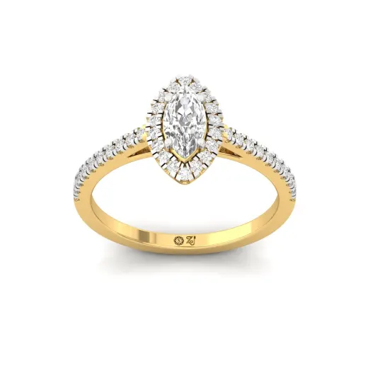 Marquise Halo Diamond Engagement Ring with Pave Band