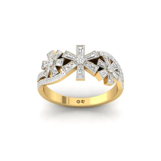 Baguette & Round Cut Diamond Designer Ring