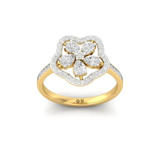 Pear Cut Diamond Floral Designer Ring