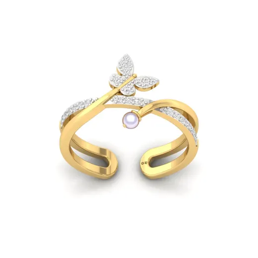 Diamond & Pearl Butterfly Ring