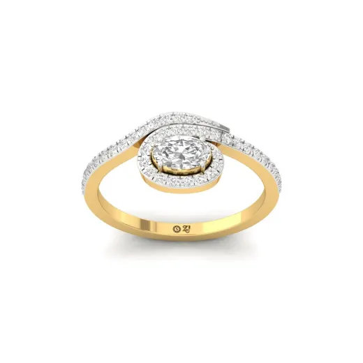 Oval Cut Diamond Halo Swirl Ring