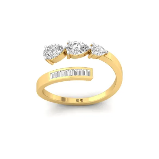 Pear & Oval Three Stone Diamond Engagement Ring