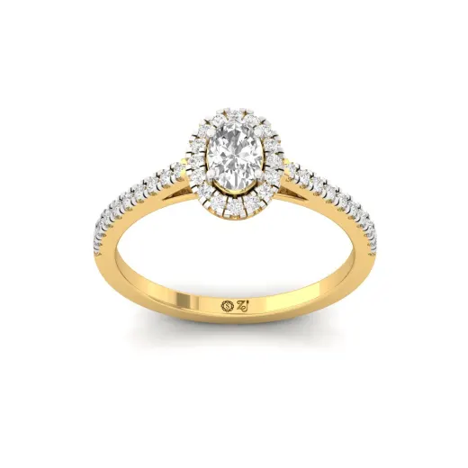 Oval Halo Diamond Engagement Ring with Pave Band