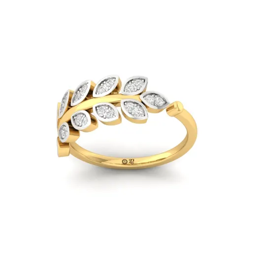 Round Leaf Diamond Ring