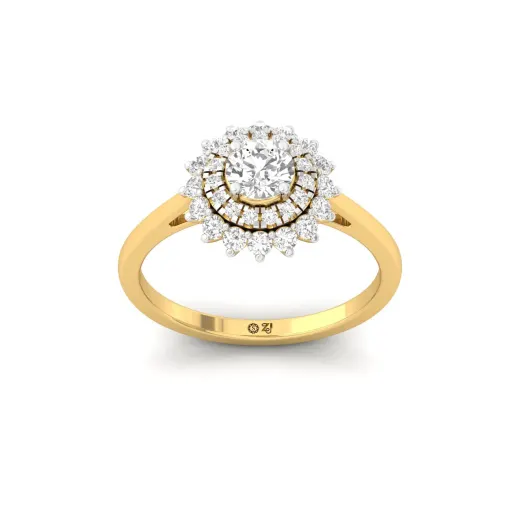 Round Diamond Halo Cluster Engagement Ring