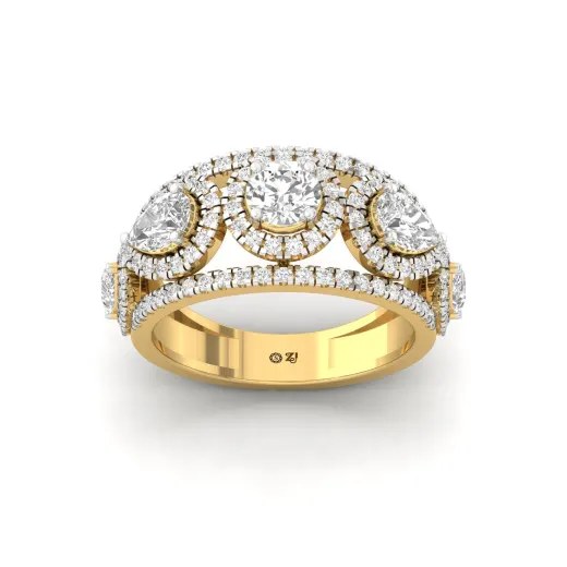 Round & Pear Diamond Designer Halo Ring