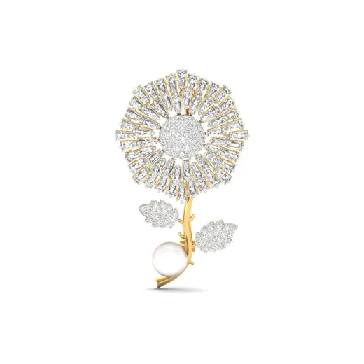 Diamond Floral Brooch