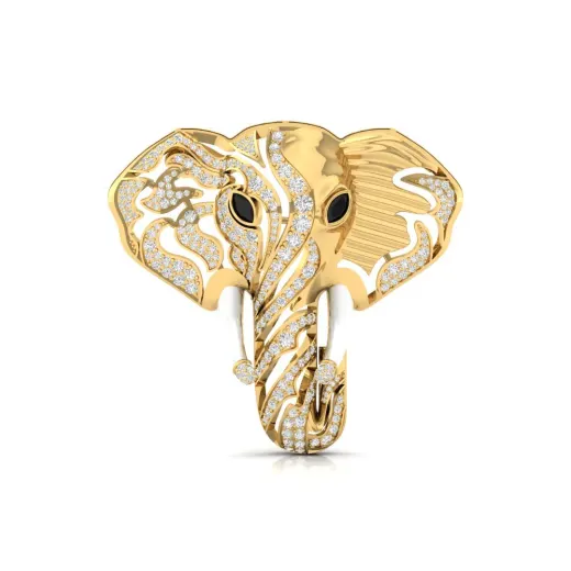 Round & Marquise Cut Diamond Elephant Brooch