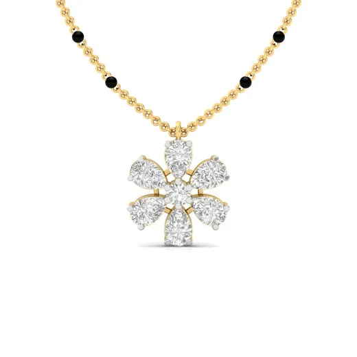 Pear & Round Diamond Mangalsutra Pendant