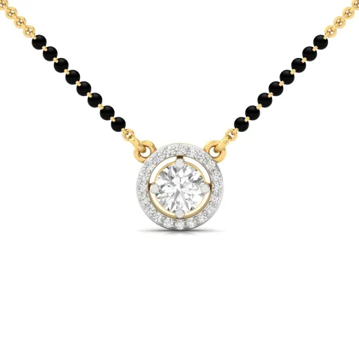 Round Cut Diamond Mangalsutra Pendant