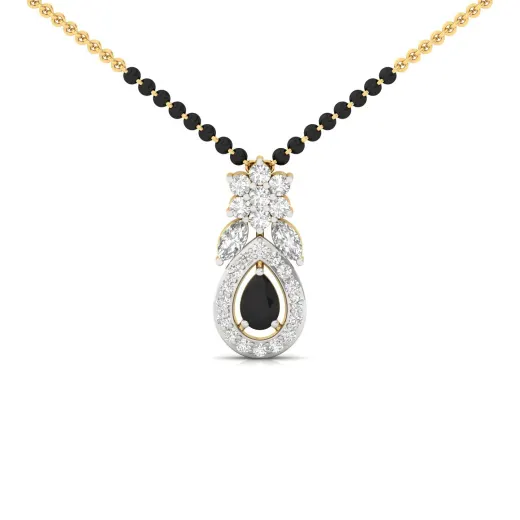 Black & White Pear Cut Diamond Mangalsutra Pendant