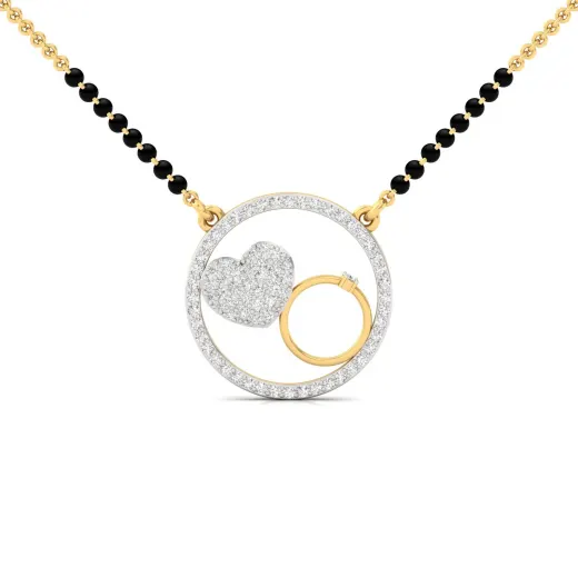 Heart & Ring Diamond Mangalsutra Pendant