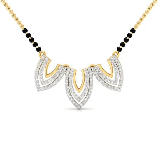 Round Diamond Triple Layer Mangalsutra Pendant