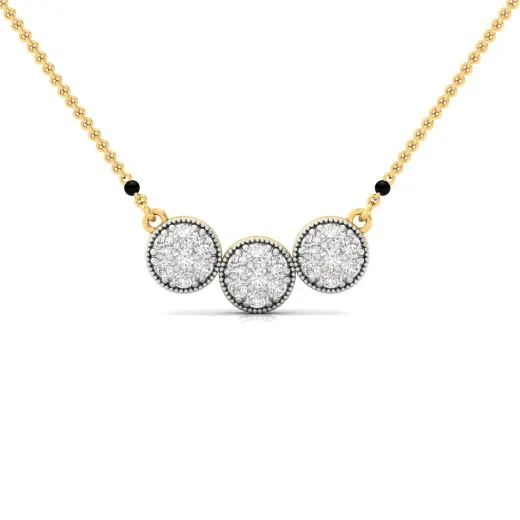 Round Cluster Diamond Mangalsutra Pendant