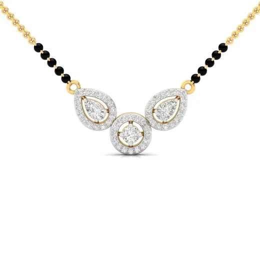 Round & Pear Diamond Mangalsutra Pendant