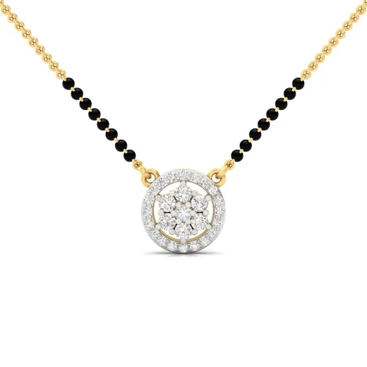 Round Diamond Cluster Mangalsutra Pendant