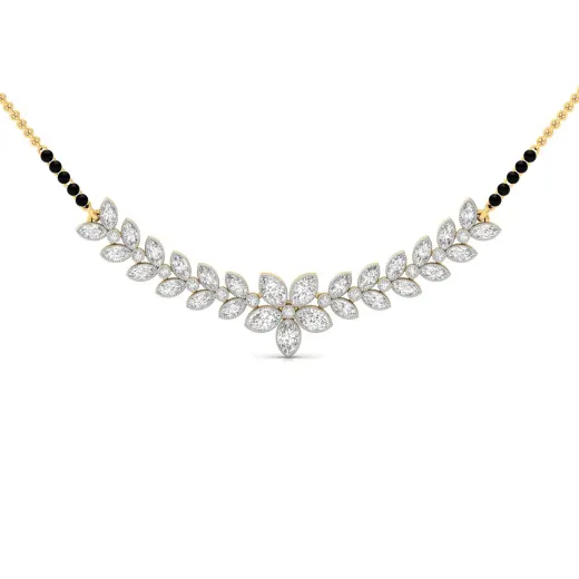 Marquise & Round Diamond Floral Mangalsutra Necklace