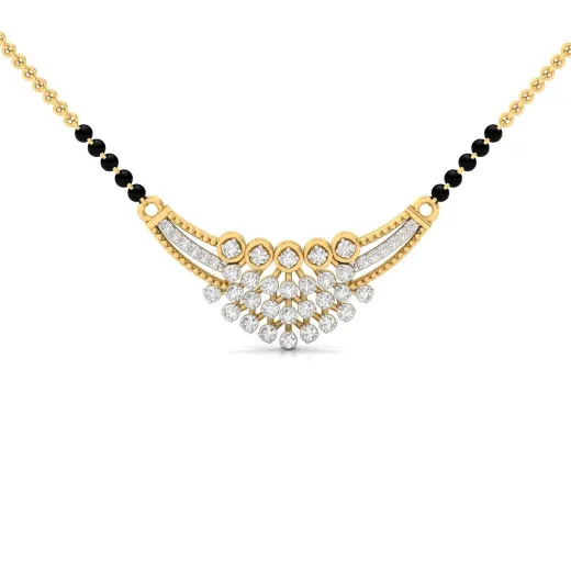 Round Diamond Fan Design Mangalsutra Pendant