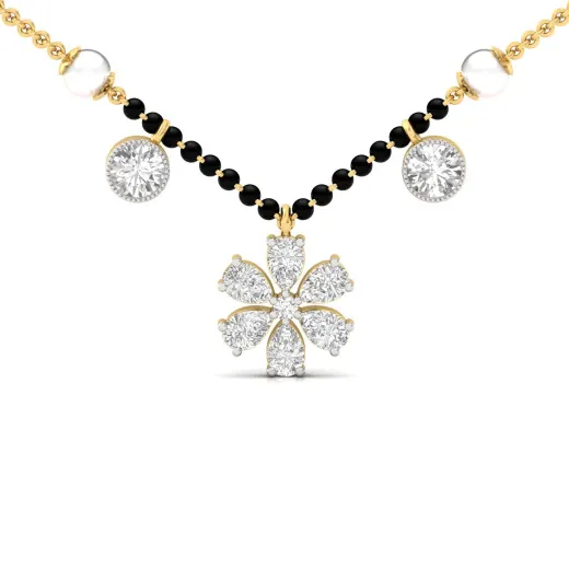 Pear & Round Diamond Mangalsutra Pendant
