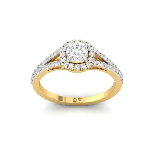 Cushion Halo Split Shank Diamond Engagement Ring