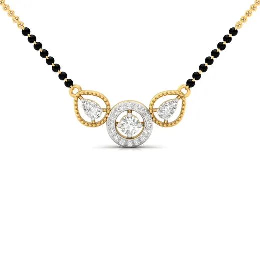 Round & Pear Cut Diamond Mangalsutra Pendant