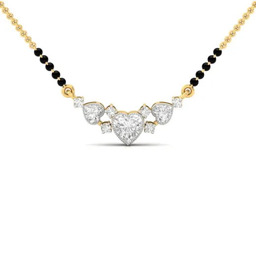 Heart & Round Cut Diamond Mangalsutra Pendant