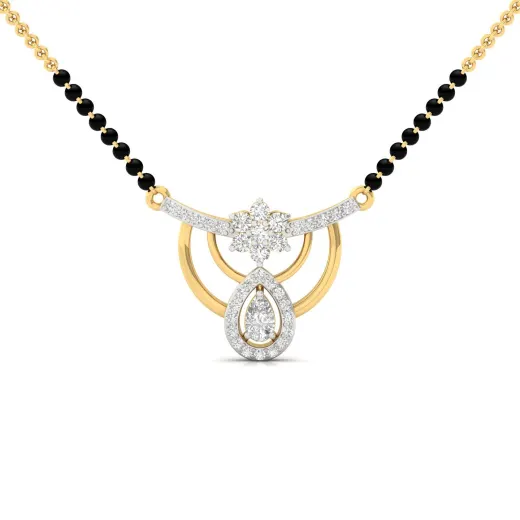 Pear & Round Cut Diamond Mangalsutra Pendant