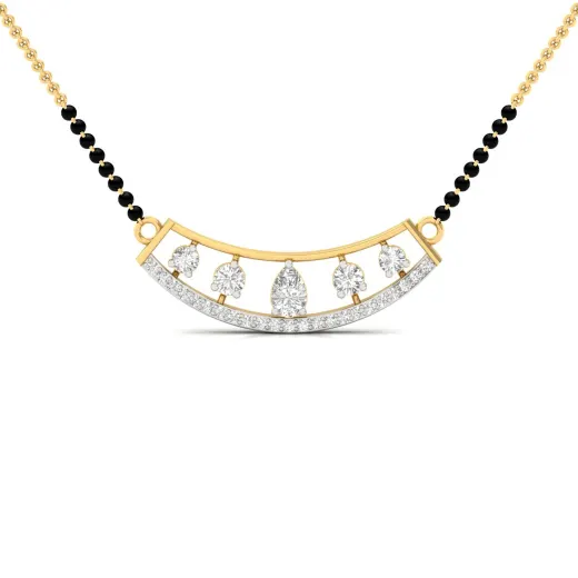 Round & Pear Cut Diamond Mangalsutra Pendant