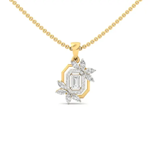 Emerald & Marquise Cut Diamond Pendant