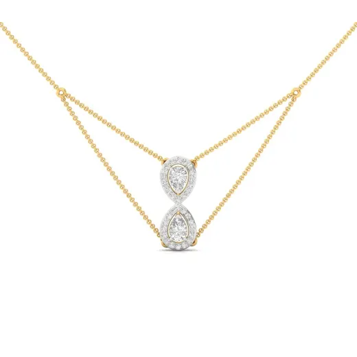 Pear Shape Double Halo Diamond Pendant Necklace